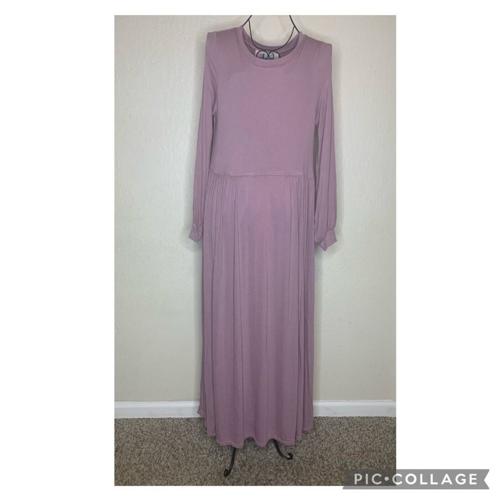 Free People Beach Purple Mauve Drop Waist Long Sleeve Maxi Dress